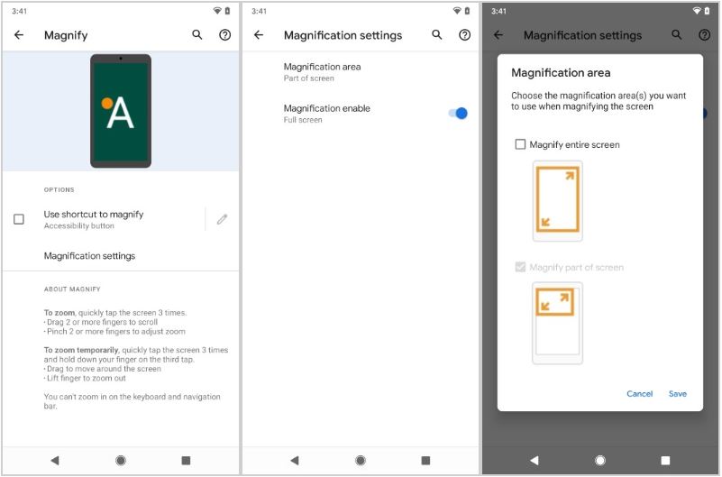 magnify settings
