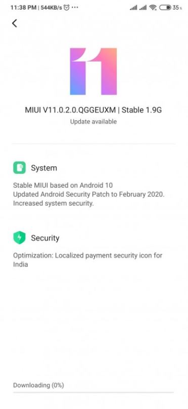 redmi note 8 pro update