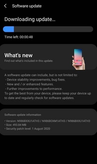 Samsung Galaxy Note 20 series August OTA